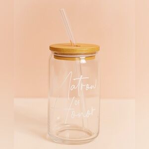 Glass Tumbler with Bamboo Lid and Straw